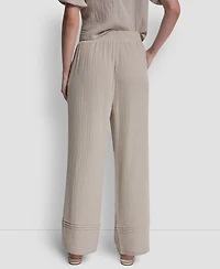 Dkny Jeans Petite Smocked Encased Elastic Waistband Ankle Length Pants