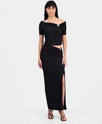 Guess Womens Brigitte Off The Shoulder Top Midi Skirt