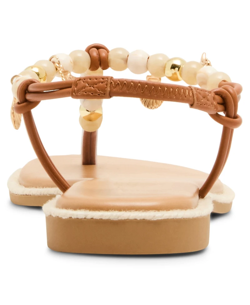 Madden Girl Women's Shells Beaded T-Strap Flat Sandals