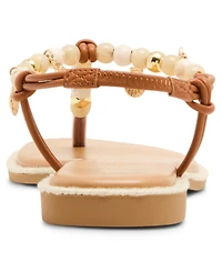 Madden Girl Women's Shells Beaded T-Strap Flat Sandals