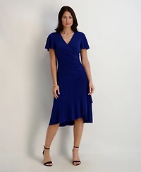 kensie Flutter-Sleeve Midi Dress
