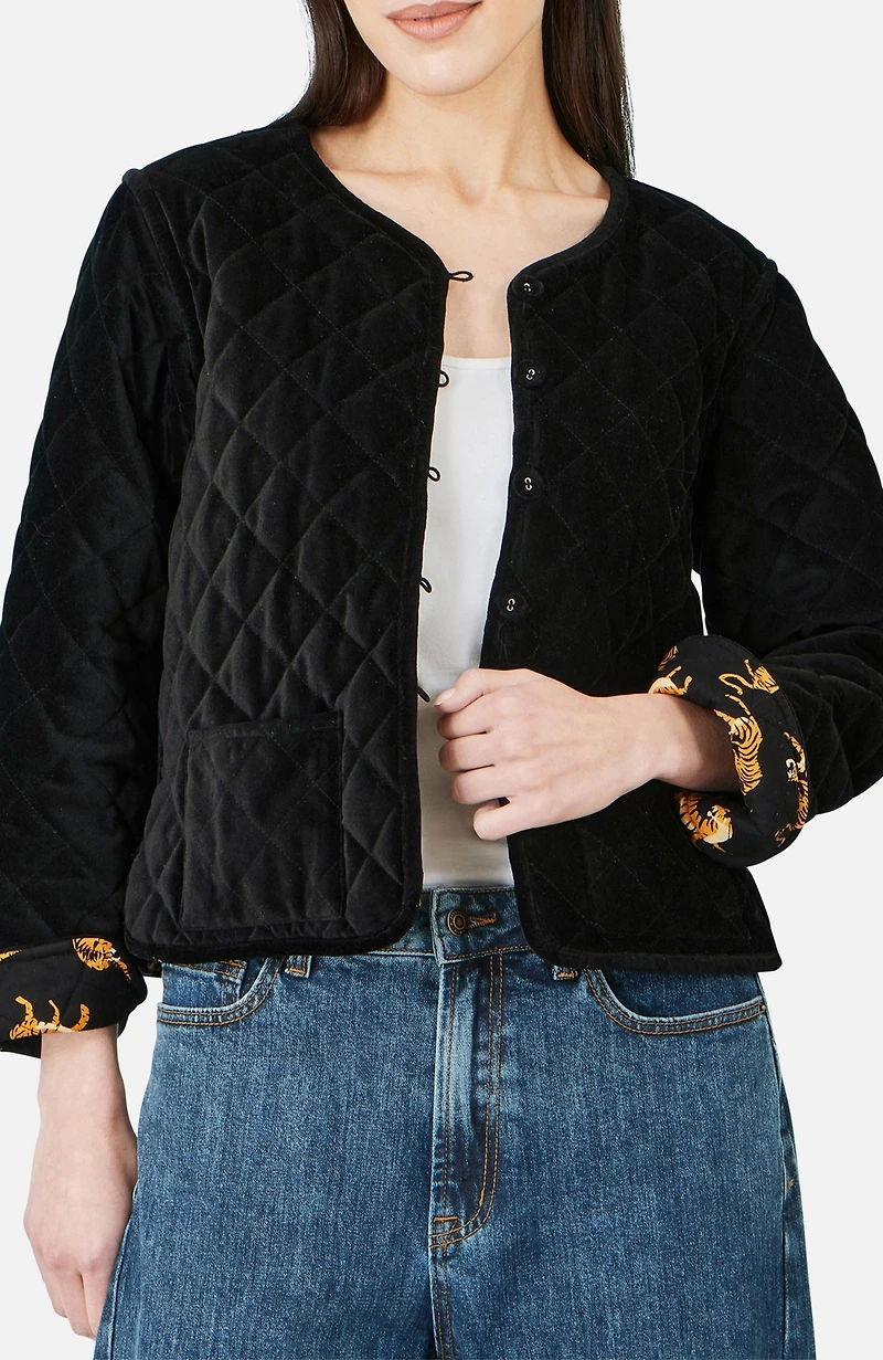 Yumi Women's Jacket With Reversible Leopard Lining