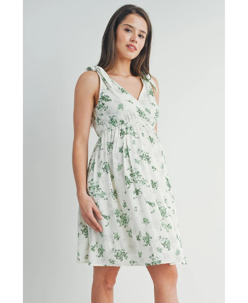 Hello Miz Maternity Nursing Floral Empire Waist Sleeveless Dress with Pockets