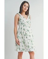 Hello Miz Maternity Nursing Floral Empire Waist Sleeveless Dress with Pockets