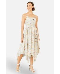 Yumi Women's Botanical Embroidery Midi Dress