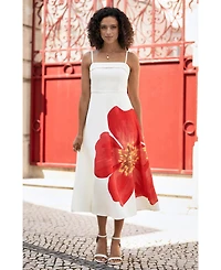 Yumi Women's Oversize Poppy Placement Midi Sun Dress