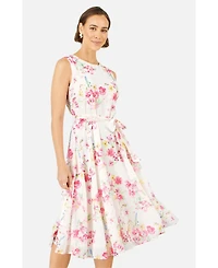 Yumi Women's Delicate Floral Midi Skater Dress