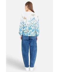 Yumi Women's Butterfly Print Long Sleeve Top