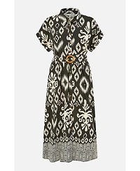 Yumi Women's Geo Print Relaxed Midi Shirt Dress