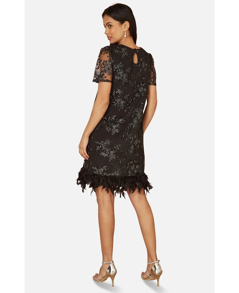 Yumi Women's Sequin Embellished Floral Tunic Dress