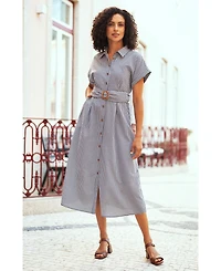 Yumi Women's Gingham Relaxed Shirt Dress