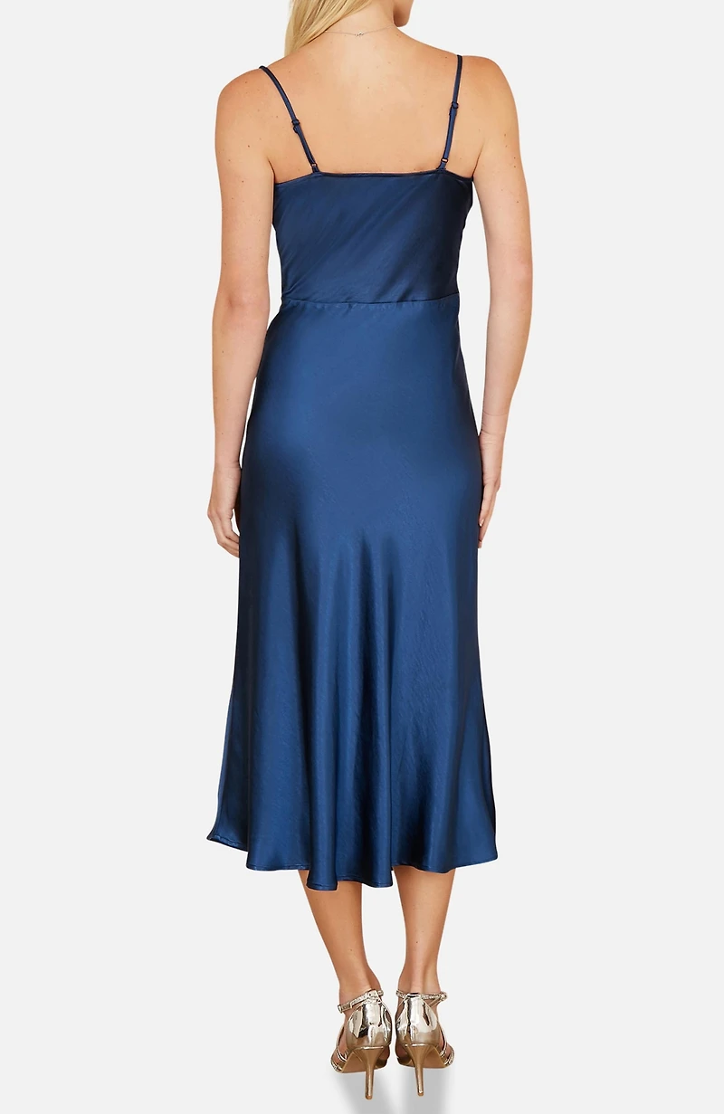 Yumi Women's Satin Cowl Neck Midi Dress
