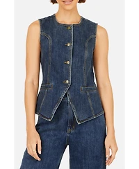 Yumi Women's Stretch Long Denim Waistcoat