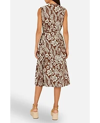 Yumi Women's Leaf Print Shirt Dress