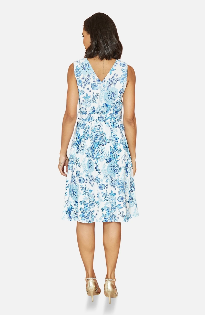 Yumi Women's Floral Wrap Over Skater Dress