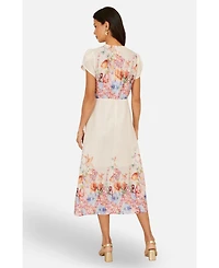 Yumi Women's Border Floral Midi Dress