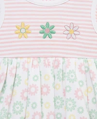 Little Me Baby Girls' Daisy Fun Printed Popover and Hat, 2-Piece Set