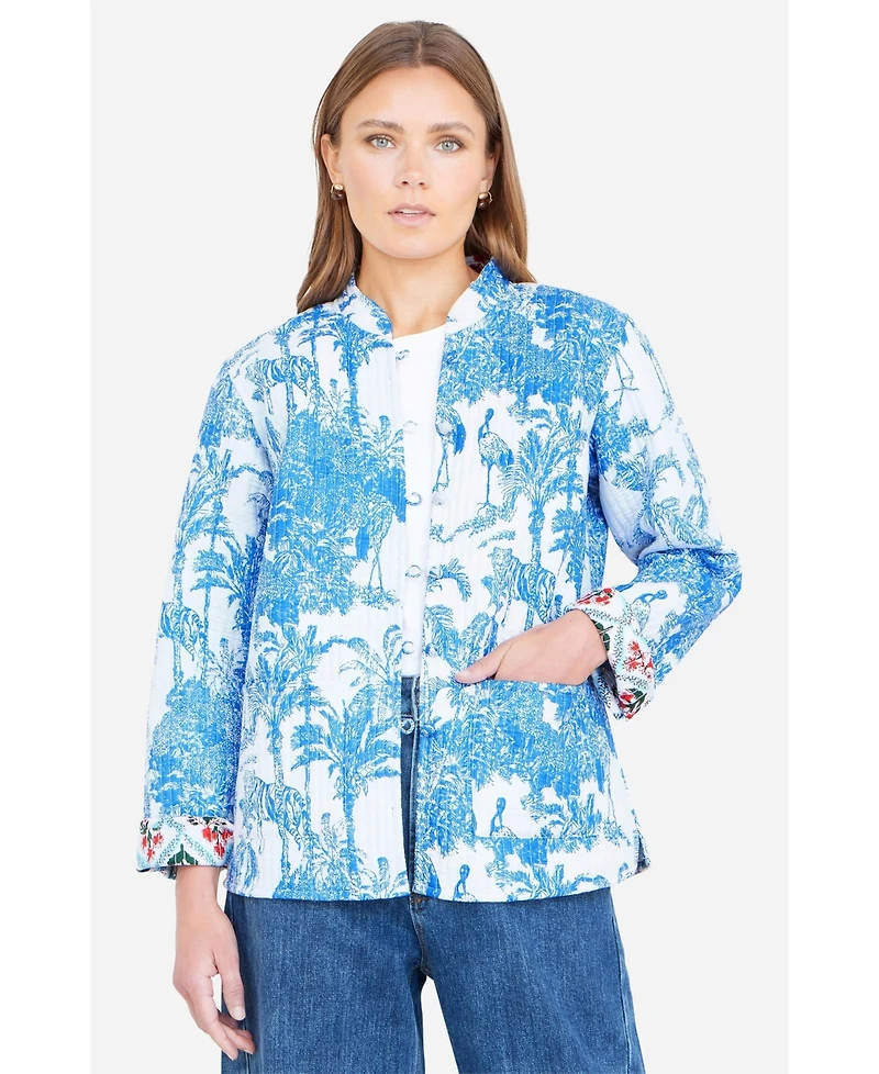Yumi Women's Palm Reversible Cotton Quilted Jacket