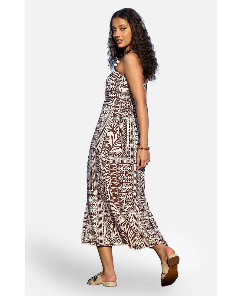 Yumi Women's Beaded Print Midi Dress