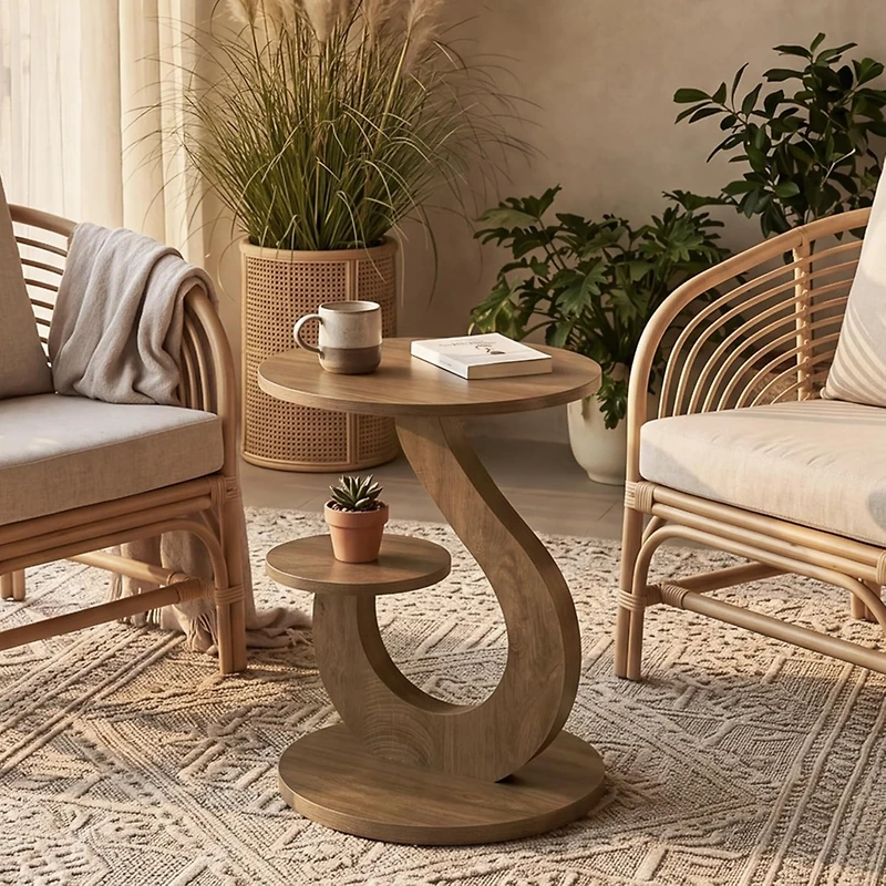 Tribesigns Solid Wood End Table, Farmhouse Side Table with 2-Tier Storage Shelf, Rectangle Bedside Tables Accent Nightstand