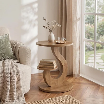 Tribesigns Solid Wood End Table, Farmhouse Side Table with 2-Tier Storage Shelf, Rectangle Bedside Tables Accent Nightstand