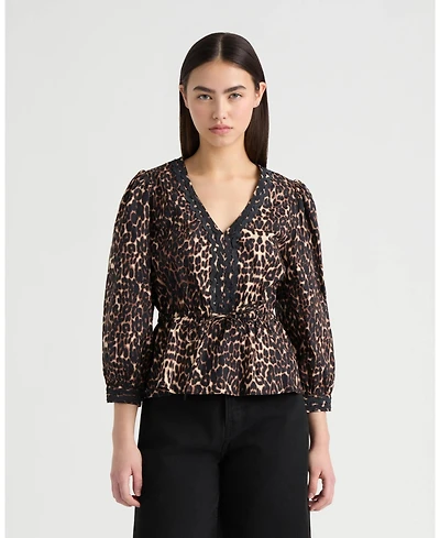 Nvlt Women's Peplum Blouse with Ric Rac Detailing