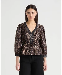 Nvlt Women's Peplum Blouse with Ric Rac Detailing