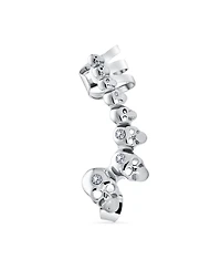 Bling Jewelry Multi Skull Heads Cartilage Left Ear Cuff Clip Wrap Unisex Crystal Crawler Climber Lobe Helix Earring Stainless Steel