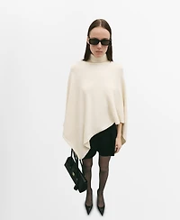 Mango Women's Knitted Turtleneck Cape Sweater