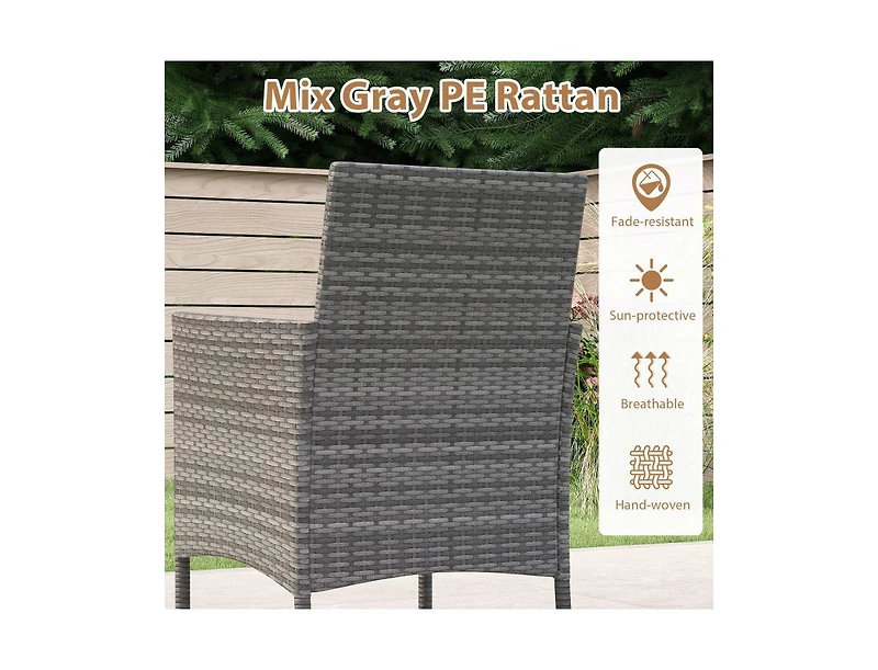 Slickblue Outdoor 5-Piece Wicker Dining Set with Acacia Wood Table