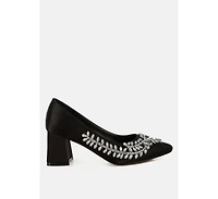 London Rag Womens Abatina Satin Diamante Embellished Pumps