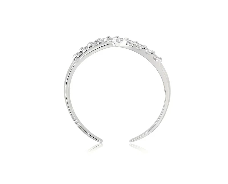 Curata Jewelry Solid 10K Gold Adjustable Cubic Zirconia Infinity Toe Ring