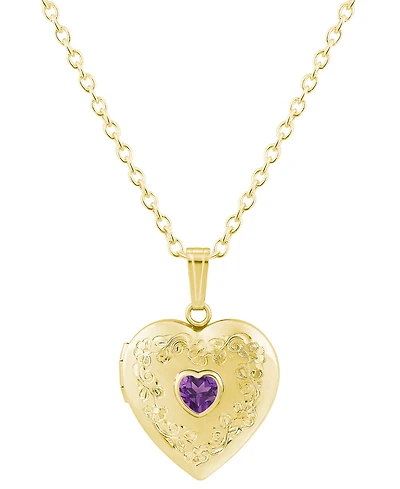 Macy's Created Emerald (3/8 ct. t.w.) Pendant Necklace 14k Yellow Gold-Plated Sterling Silver (Also Available Multi-Stones)