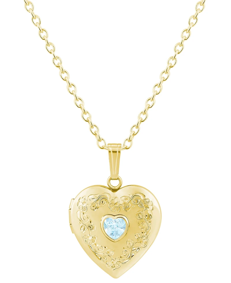 Macy's Created Emerald (3/8 ct. t.w.) Pendant Necklace 14k Yellow Gold-Plated Sterling Silver (Also Available Multi-Stones)
