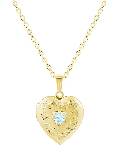 Macy's Created Emerald (3/8 ct. t.w.) Pendant Necklace 14k Yellow Gold-Plated Sterling Silver (Also Available Multi-Stones)