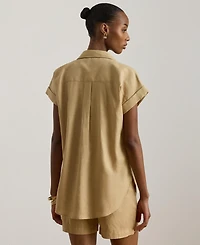 Lauren Ralph Dolman-Sleeve 100% Linen Shirt