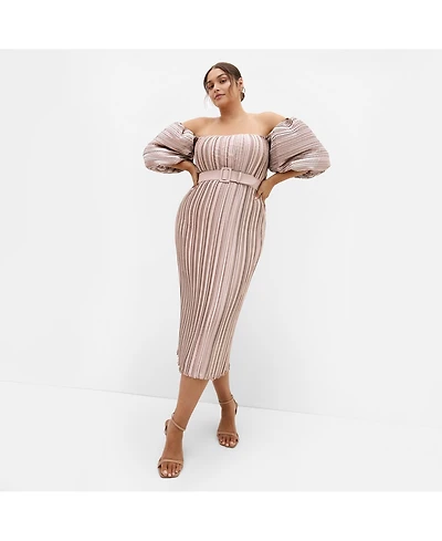 City Chic Women's Krista Pleat Midi Dress