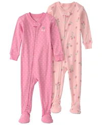 Carter's Baby Girls' Strawberry and Polka Dots Print One-Piece Pajama Set, 2-Pack