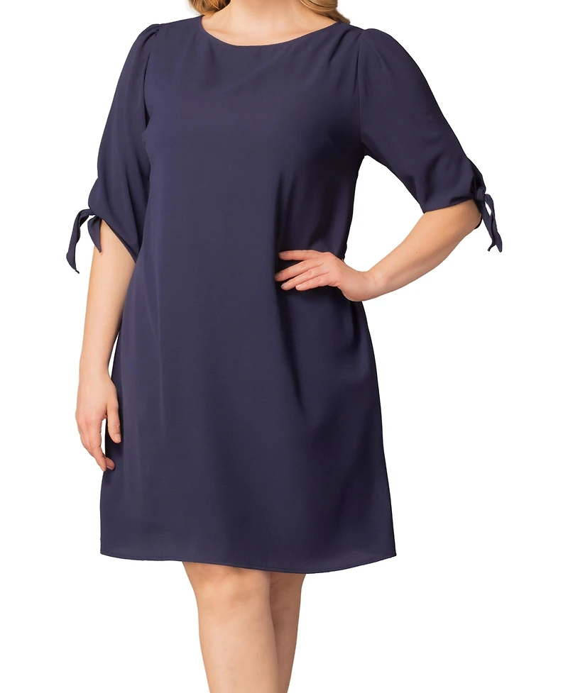 Kiyonna Plus Manhattan Shift Dress with Tie Sleeves
