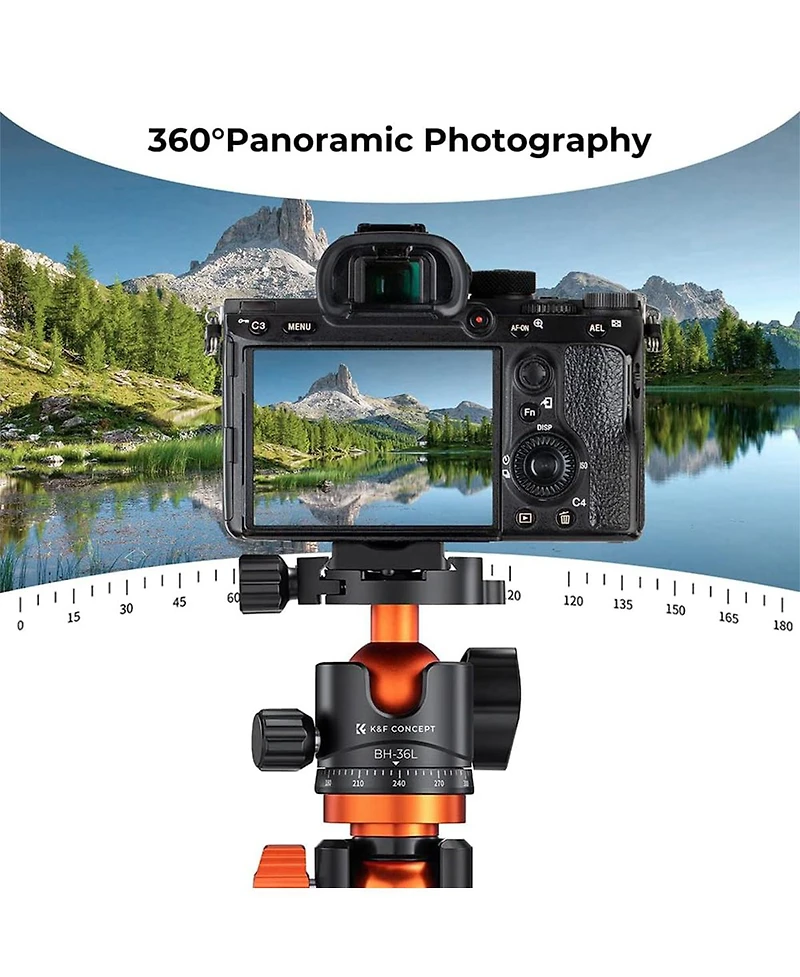 KandF Concept Bh-36L 36mm Aluminum Alloy Panoramic Tripod Ball Head with Quick Release Plate