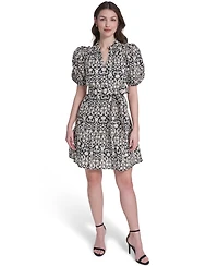 Vince Camuto Women's Printed Split V-Neck Mini Dress