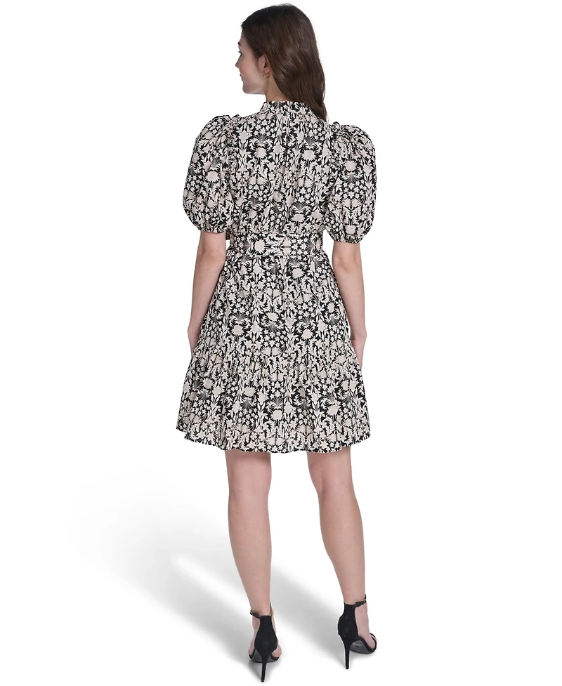 Vince Camuto Women's Printed Split V-Neck Mini Dress