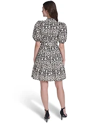 Vince Camuto Women's Printed Split V-Neck Mini Dress