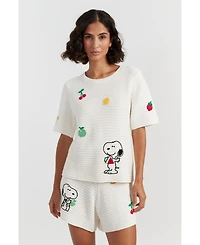 Chinti & Parker Women's Cotton Snoopy Crochet Tee