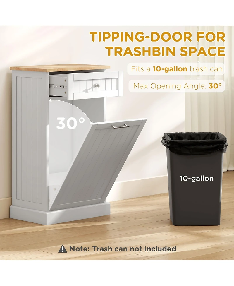 Homcom Hidden Trash Can Container Tilt Opening Kitchen Cabinet Bin, /