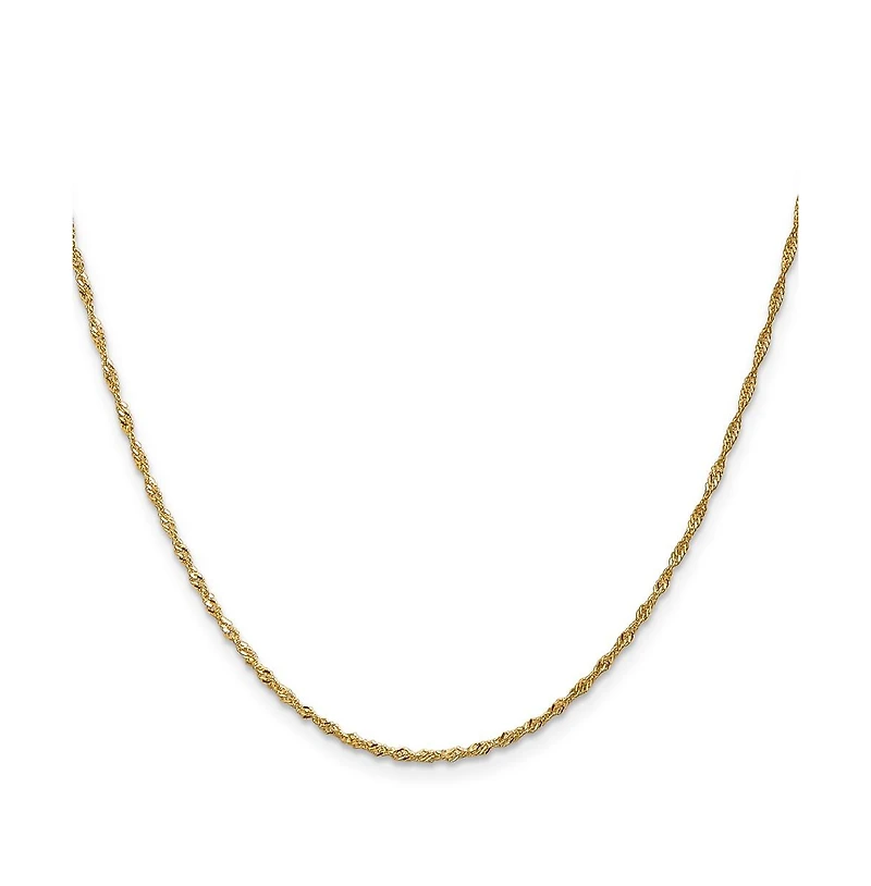 Curata Jewelry Solid 18k Yellow Gold Italian Diamond-Cut Singapore Chain Necklace