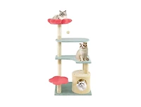Aostirmotor 49" Floral Kitten Tower with Flower-Shaped Plush Perch, Multi-Level Aesthetic Cat Furniture