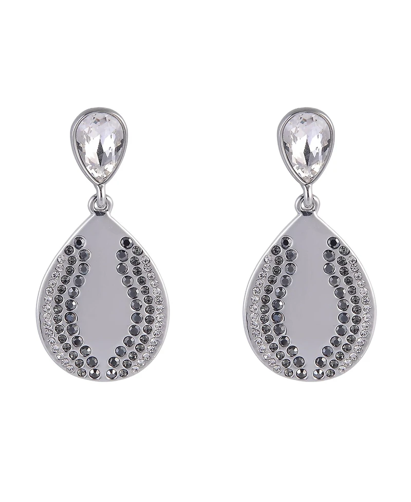 Laundry by Shelli Segal Silver Tone Teardrop Earrings with Crystal Stone Accents