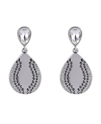 Laundry by Shelli Segal Silver Tone Teardrop Earrings with Crystal Stone Accents