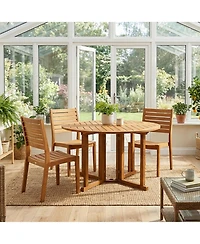 Malaysian Hardwood Gateleg Round Patio Table with Teak Oil Finish - 47.25" Diameter x 29" H